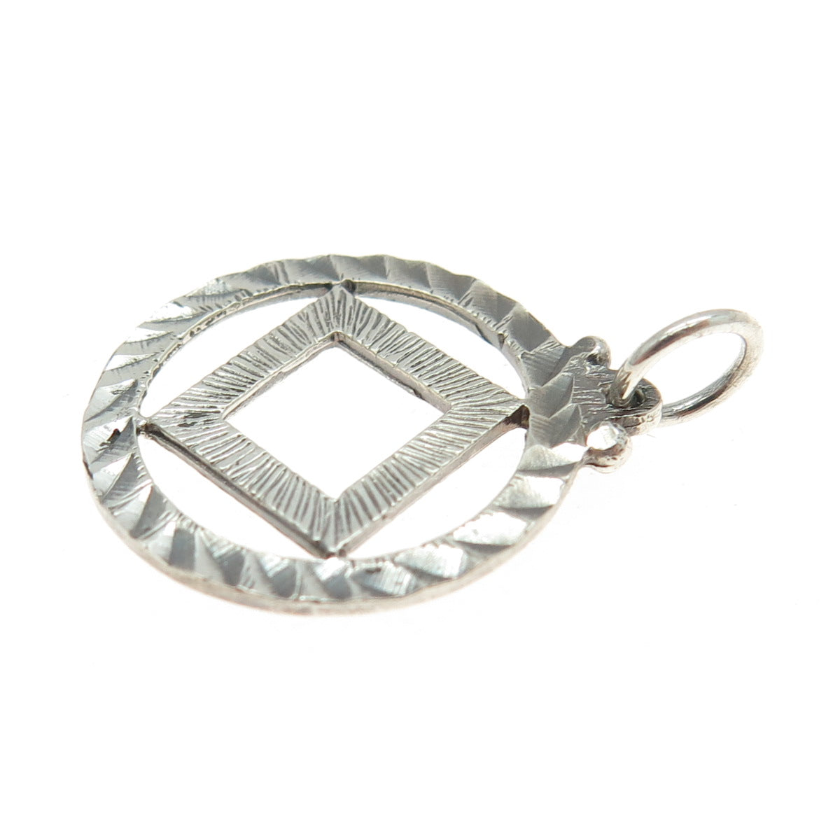 925 Sterling Silver Vintage Geometric Textured Pendant