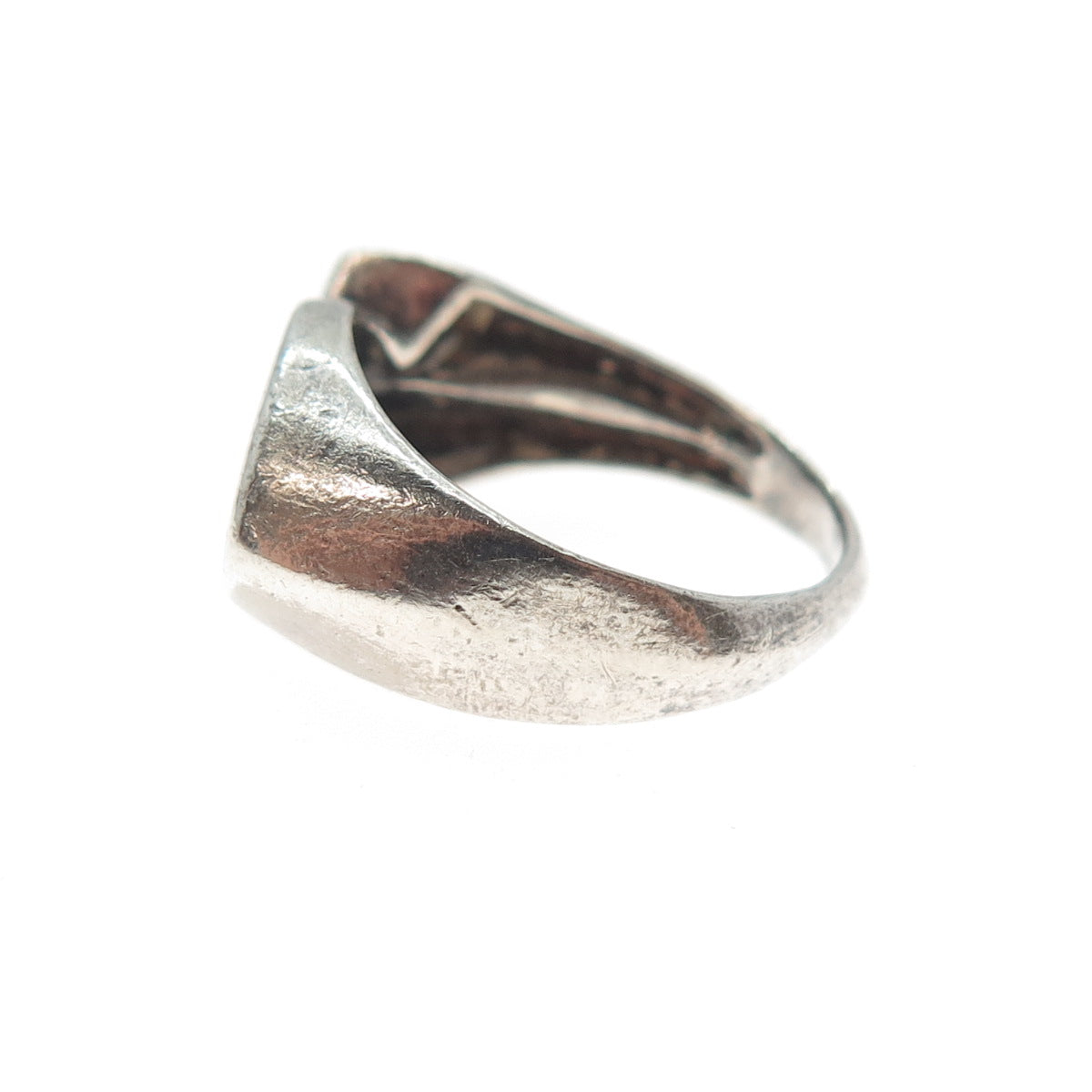 925 Sterling Silver Vintage Ichthys Religious Oxidized Ring Size 7.5