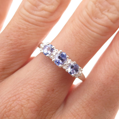 Chuck Clemency 925 Sterling Silver Real Oval-Cut Tanzanite Ring Size 8