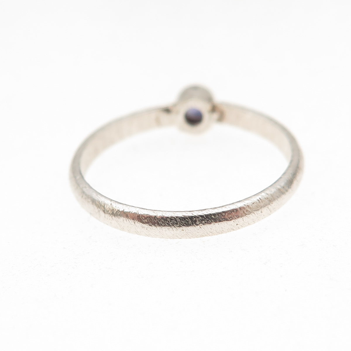 925 Sterling Silver Vintage Real Round-Cut Iolite Oxidized Ring Size 6