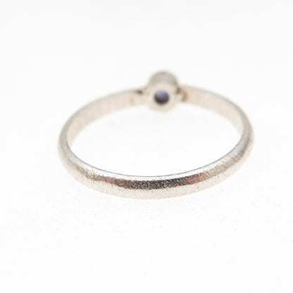 925 Sterling Silver Vintage Real Round-Cut Iolite Oxidized Ring Size 6