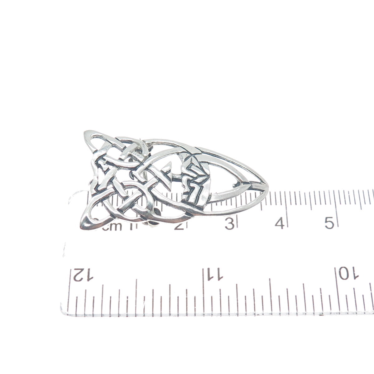 925 Sterling Silver Vintage Celtic Knot Oxidized Pin Brooch