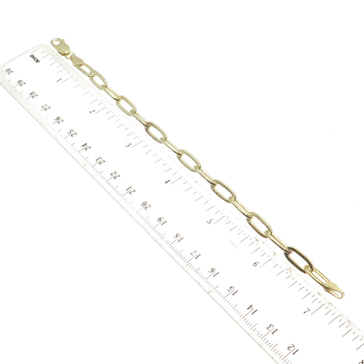 925 Sterling Silver Gold Plated Paperclip Link Bracelet 6.75"