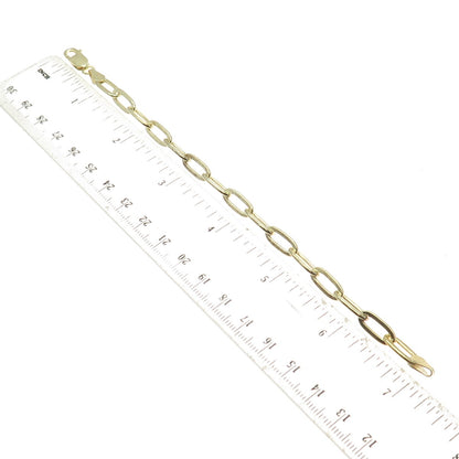 925 Sterling Silver Gold Plated Paperclip Link Bracelet 6.75"