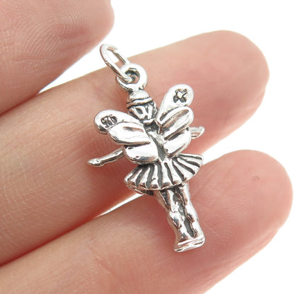 SUN WEST 925 Sterling Silver Vintage Fairy Girl w/Wings 3D Pendant