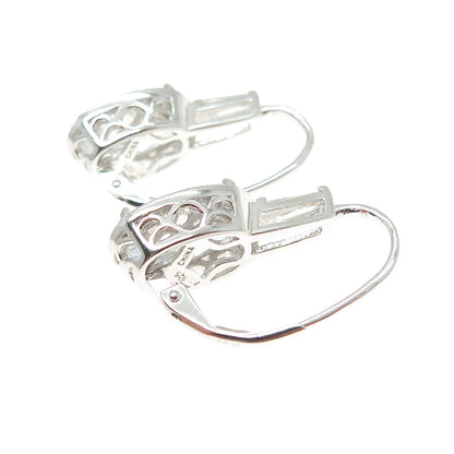 925 Sterling Silver Oval & Tapered Baguette-Cut Shaped C Z Earrings