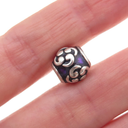 Pandora 925 Sterling Silver Purple Enamel Zen Slide Bead Charm