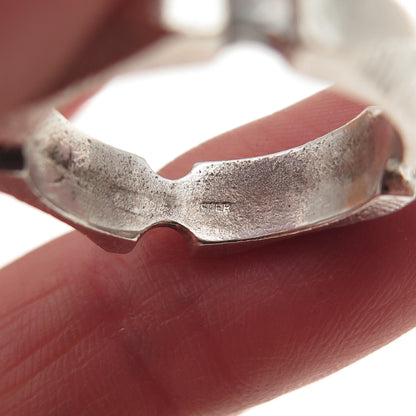 925 Sterling Silver Vintage Modernist Oxidized Band Ring Size 7