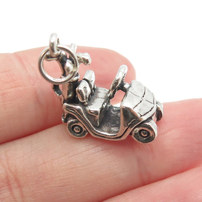 SUN WEST 925 Sterling Silver Vintage Golf Car 3D Charm Pendant