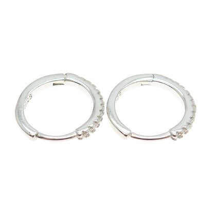 925 Sterling Silver Round-Cut Shaped C Z Huggie Earrings