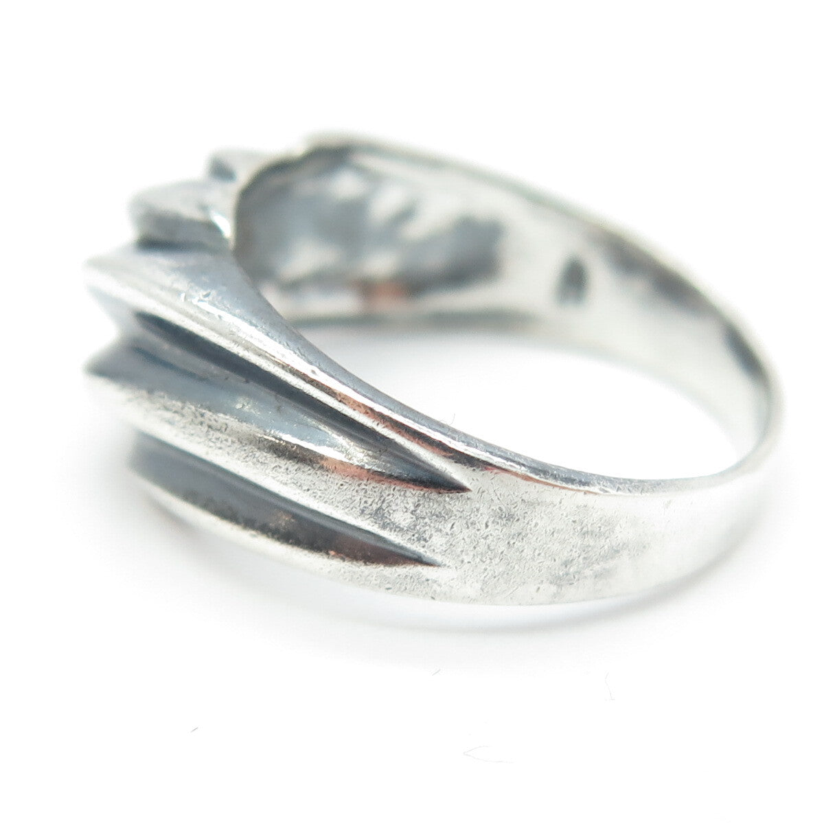 925 Sterling Silver Vintage Ribbed Ring Size 7