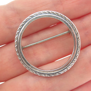 925 Sterling Silver Vintage Circle of Life Oxidized Pin Brooch