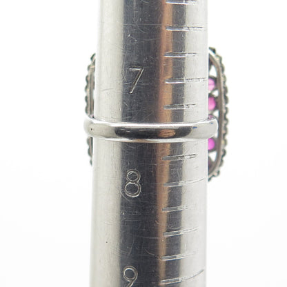 925 Sterling Silver Black Rhodium Real Diamond & Tourmaline Ring Size 7.5