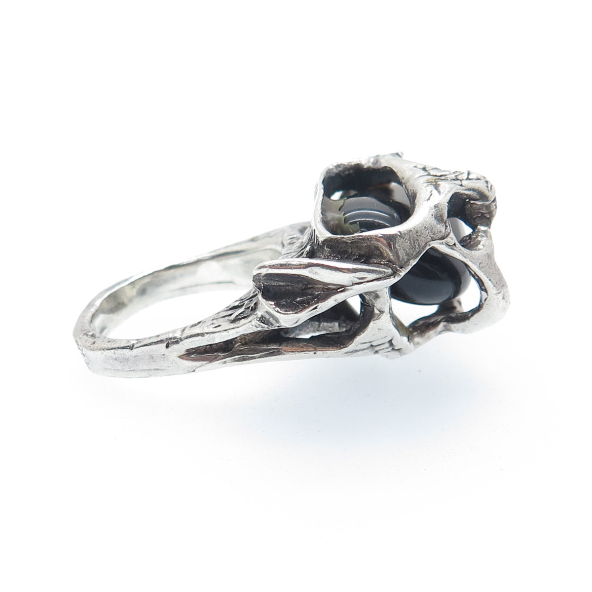 925 Sterling Silver Vintage Israel Real Smoky Quartz Modernist Ring Size 6.75