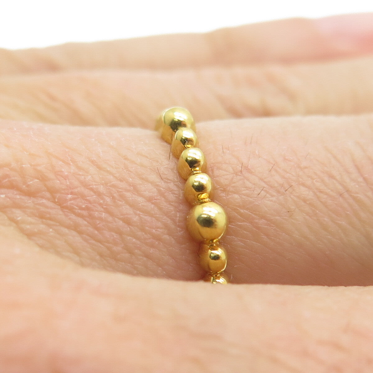 925 Sterling Silver Gold Plated Beaded Band Ring Size 6.5