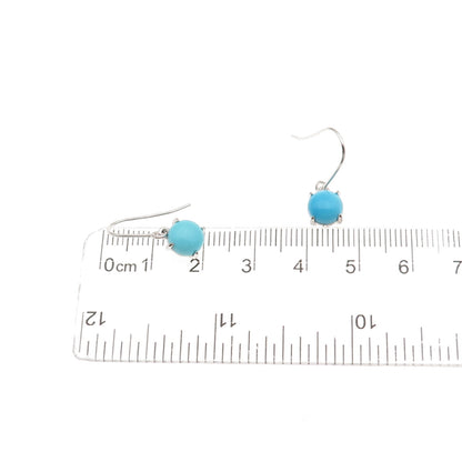 925 Sterling Silver Real Sleeping Beauty Turquoise Dangle Earrings
