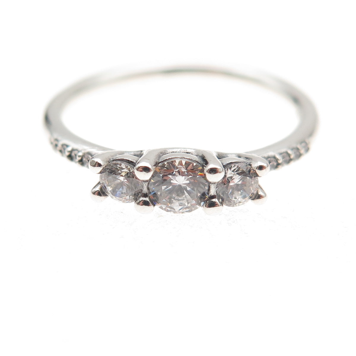Pandora 925 Sterling Silver Round-Cut C Z Engagement Ring Size 7.5