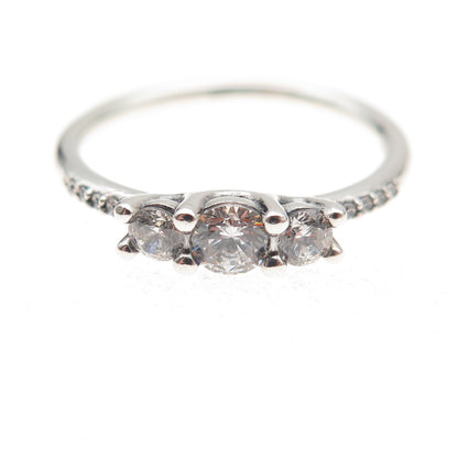 Pandora 925 Sterling Silver Round-Cut C Z Engagement Ring Size 7.5