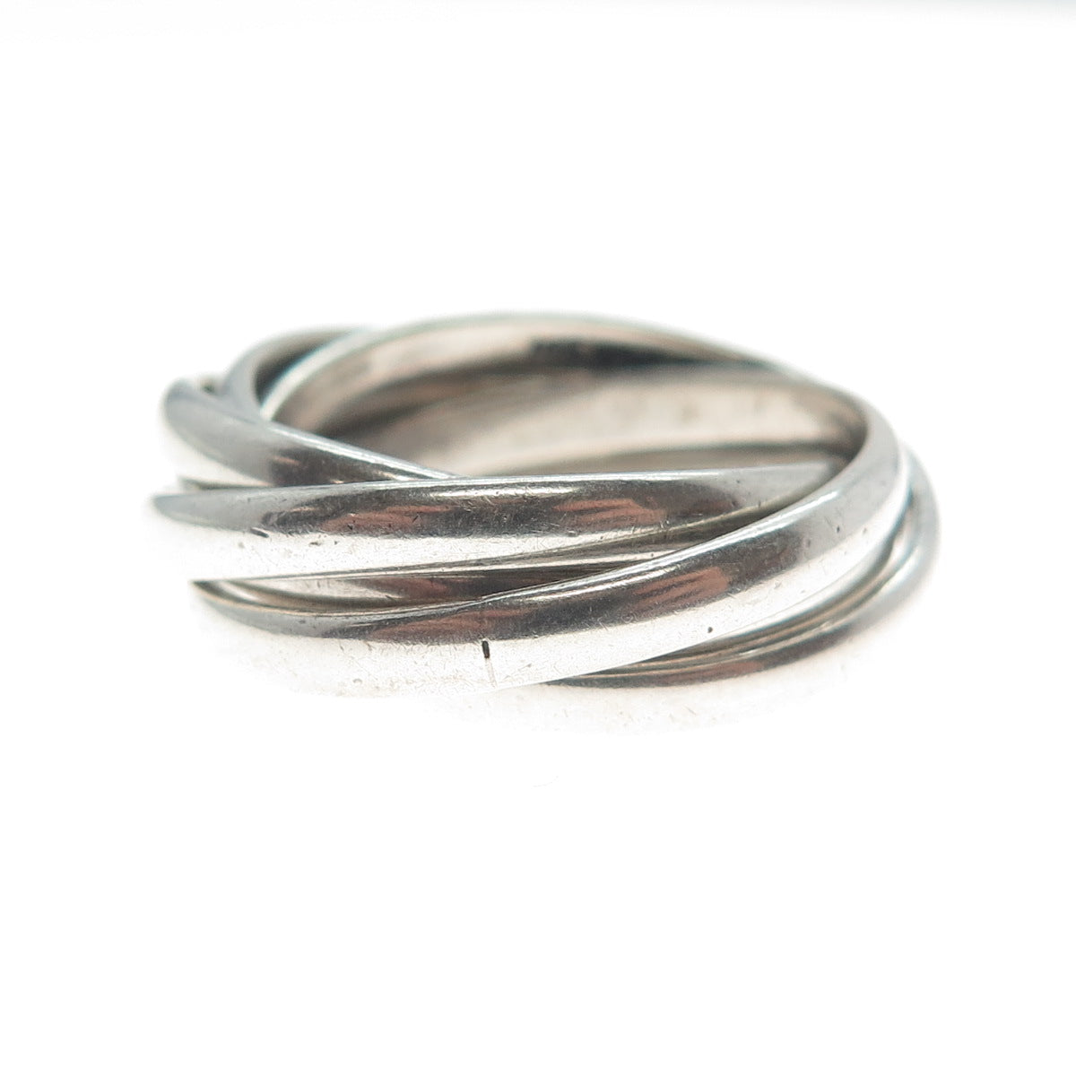 925 Sterling Silver Vintage Mexico Interlocked Six-Band Ring Size 8