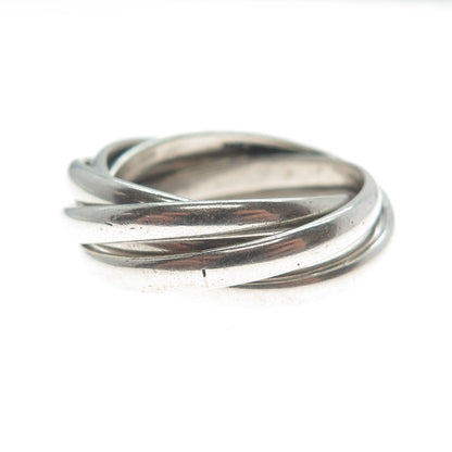 925 Sterling Silver Vintage Mexico Interlocked Six-Band Ring Size 8