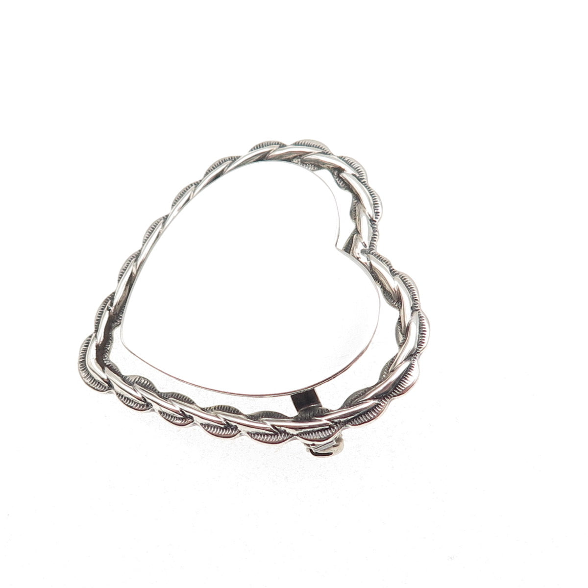 Beau 925 Sterling Silver Vintage Heart Oxidized Pin Brooch