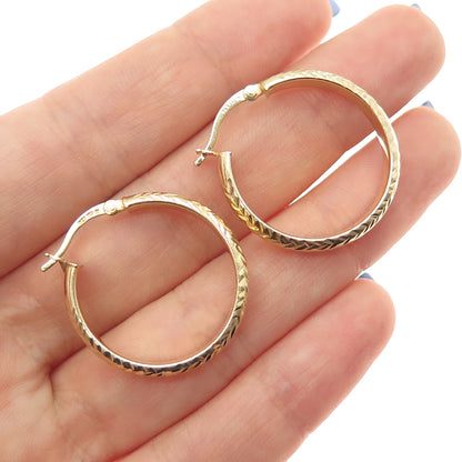 925 Sterling Silver Gold Plated Diamond-Cut Hoop Earrings