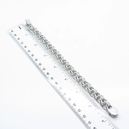 925 Sterling Silver Vintage Elco Double Cable Link Bracelet 6.75''