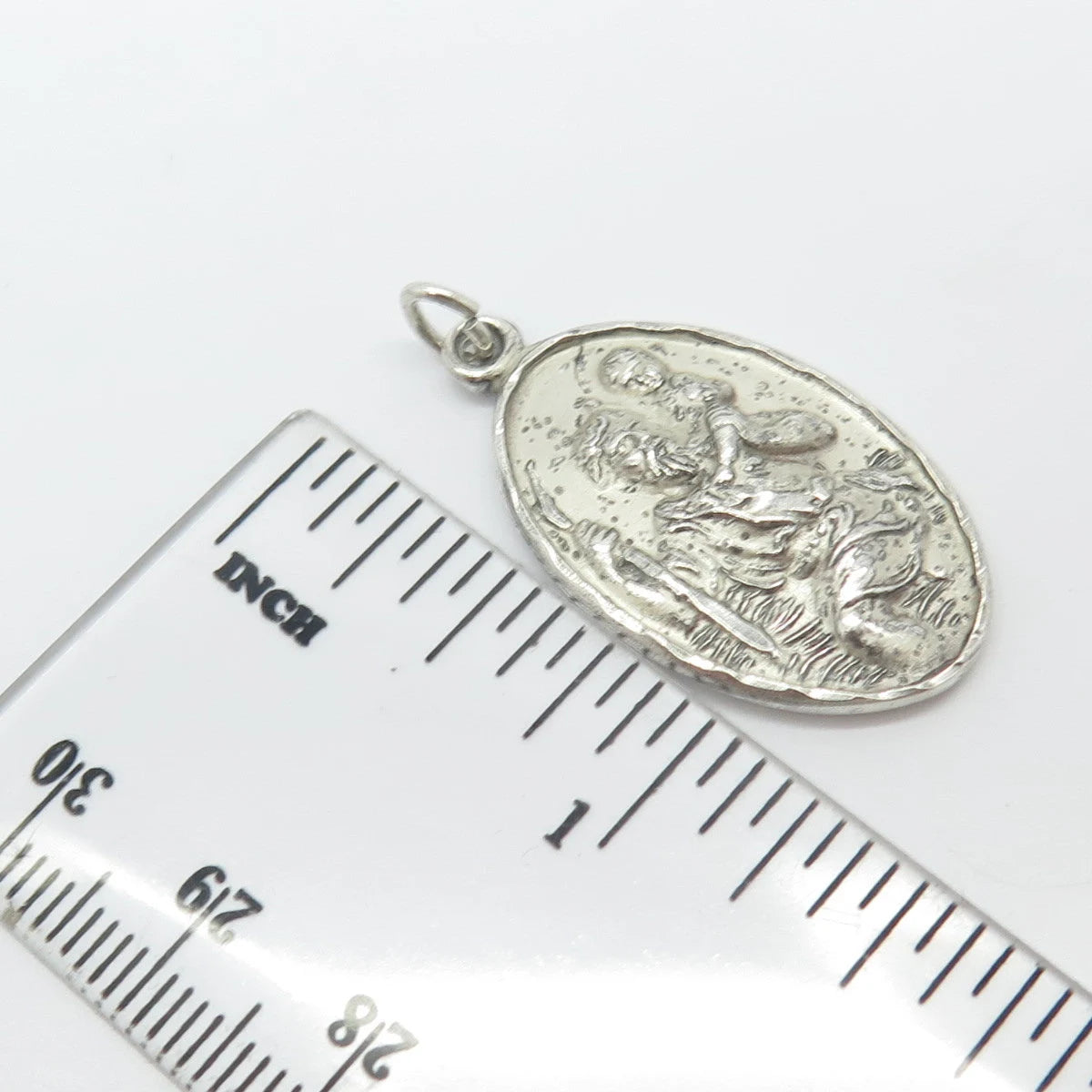 925 Sterling Silver Vintage Hayward St. Christopher Religious Pendant