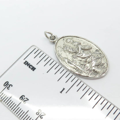 925 Sterling Silver Vintage Hayward St. Christopher Religious Pendant