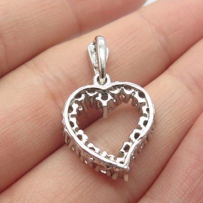 925 Sterling Silver C Z Open Heart Pendant