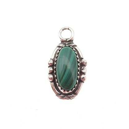 Benjamin James Navajo Old Pawn Sterling Silver Vintage Malachite Charm Pendant