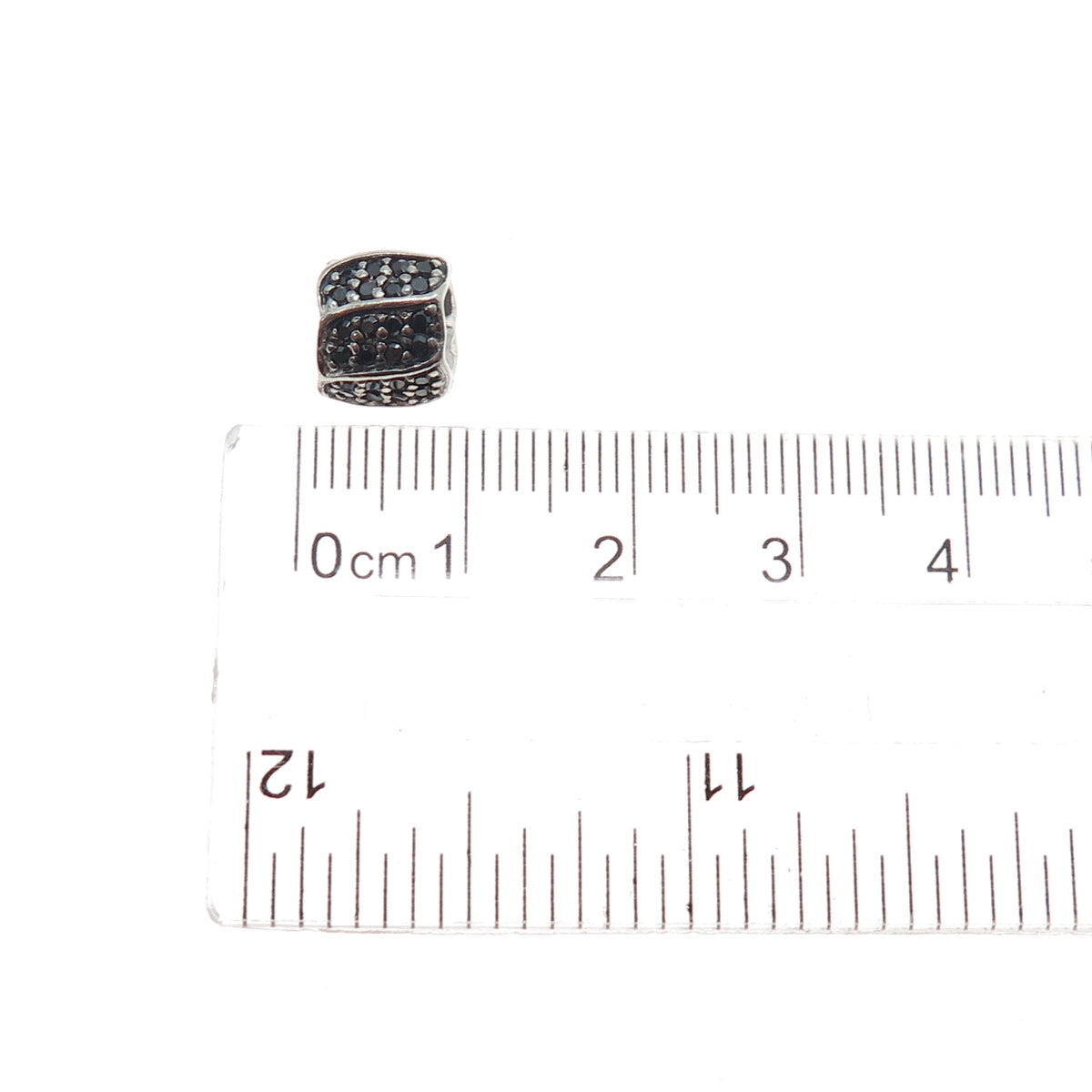 CHAMILIA 925 Sterling Silver Real Round-Cut Black Spinel Slide Bead Charm