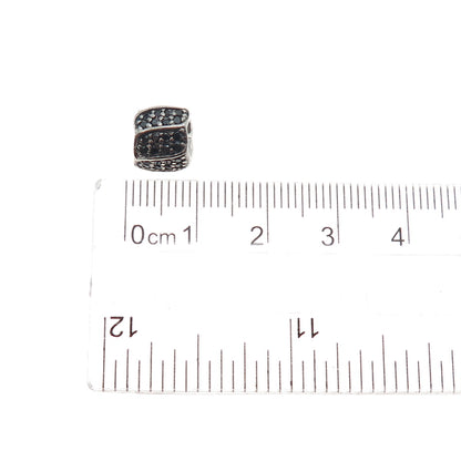 CHAMILIA 925 Sterling Silver Real Round-Cut Black Spinel Slide Bead Charm