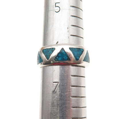 Wheeler Old Pawn 925 Sterling Turquoise Inlay Band Ring Size 6.5 (missing stone)