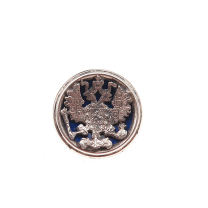 925 Sterling Silver Antique Enamel Double Headed Eagle Coat of Arms Button