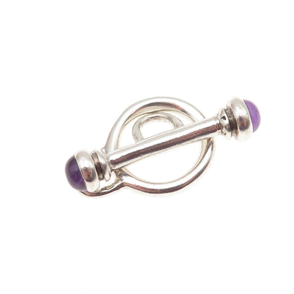925 Sterling Silver Vintage Real Amethyst Bracelet / Necklace Toggle Lock Clasp