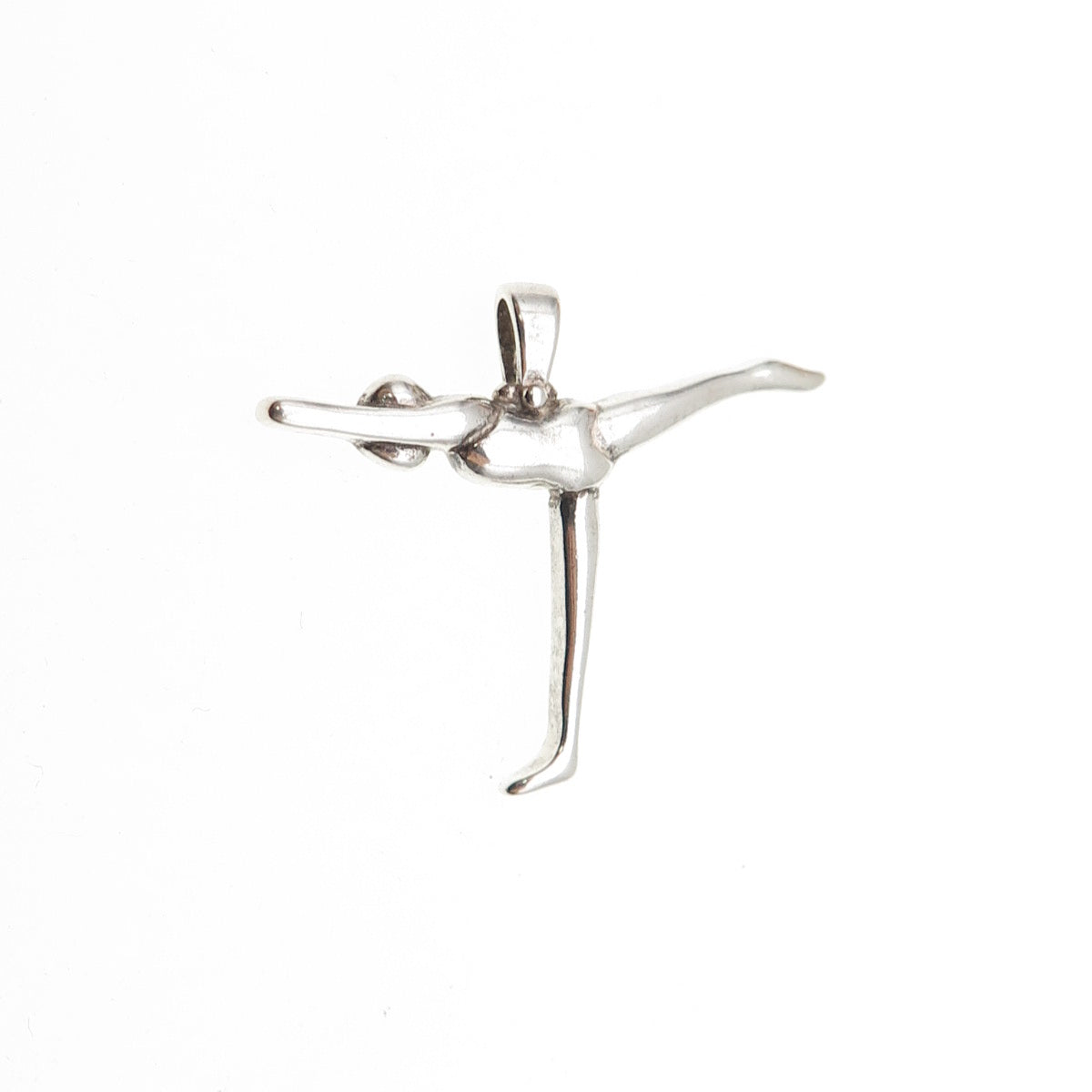 925 Sterling Silver Vintage Gymnast Modernist Charm Pendant