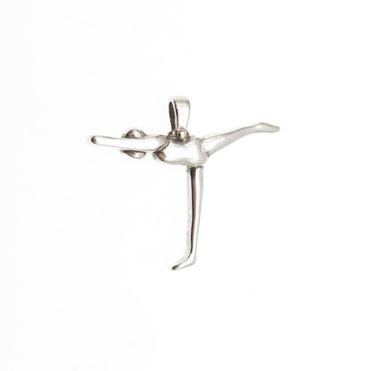 925 Sterling Silver Vintage Gymnast Modernist Charm Pendant