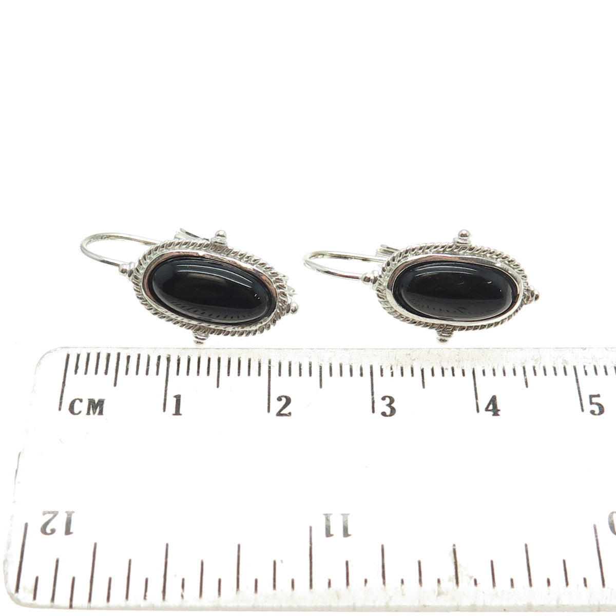 925 Sterling Silver Real Black Onyx Gemstone Earrings