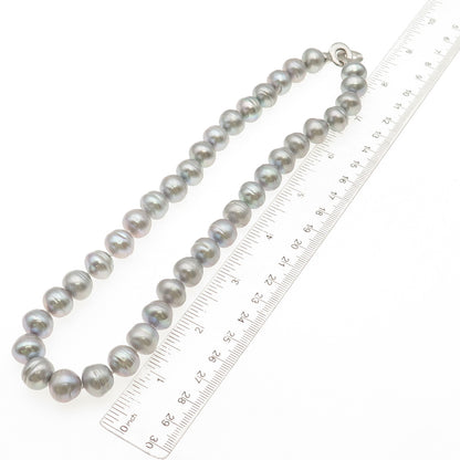 925 Sterling Silver Vintage Real Baroque Pearl Beaded Necklace 18"