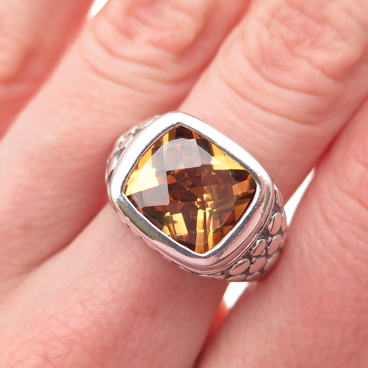 DEE BERKLE 925 Sterling Silver Vintage Imperial C Z Dotted Ring Size 8