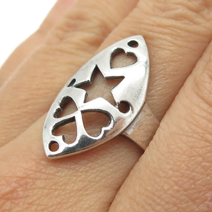CHAPAL ZENRAY 925 Sterling Silver Vintage Clover Star & Heart Ring Size 9.25