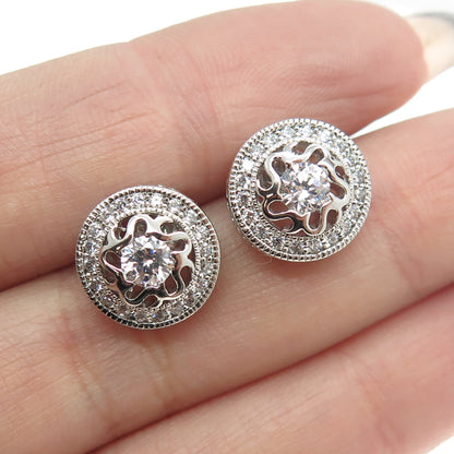 925 Sterling Silver Round-Cut White-Color C Z Earrings