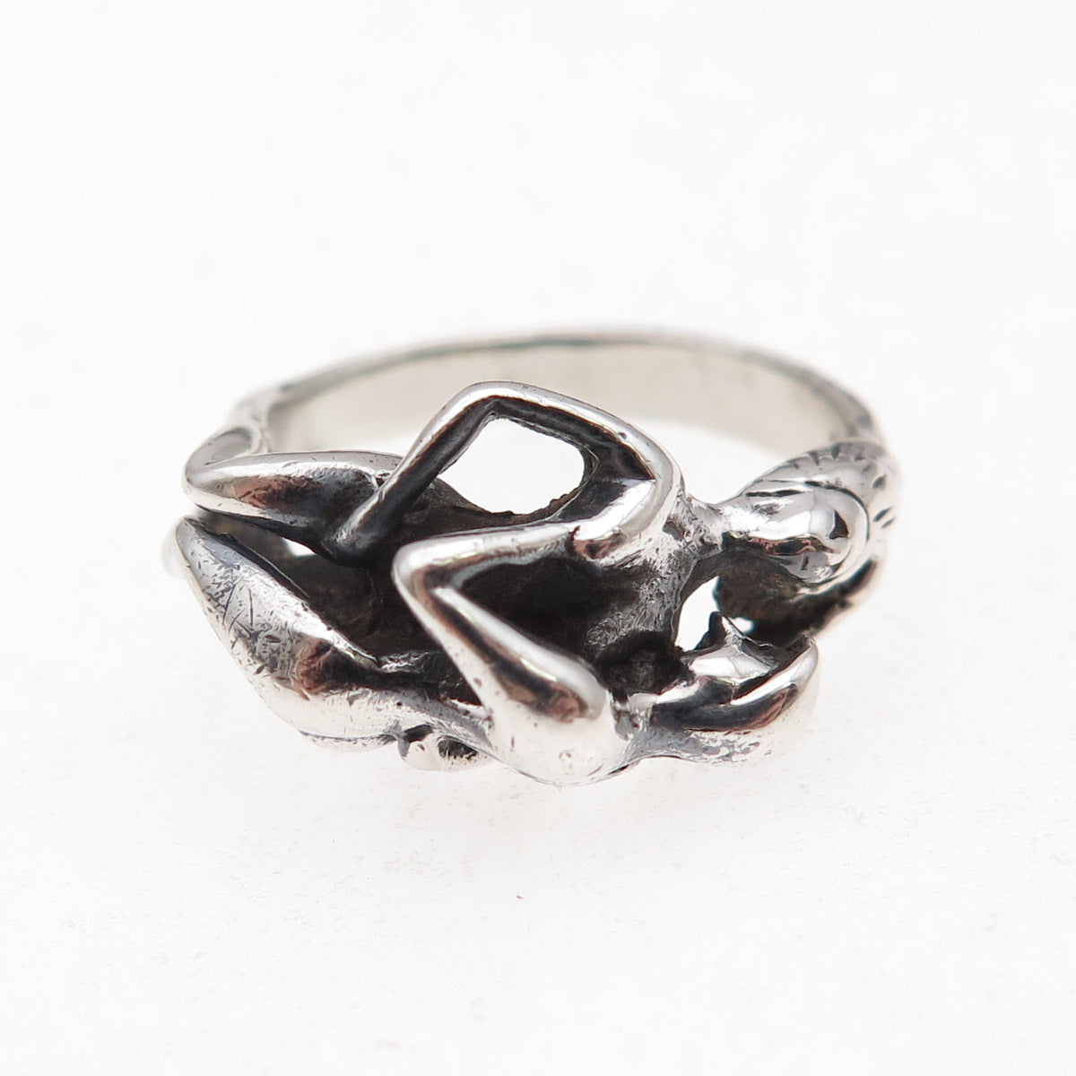 925 Sterling Silver Vintage Erotic Scene Oxidized Ring Size 6.5