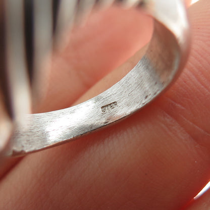 925 Sterling Silver Vintage Modernist Wavy Ribbed Oxidized Ring Size 6.75