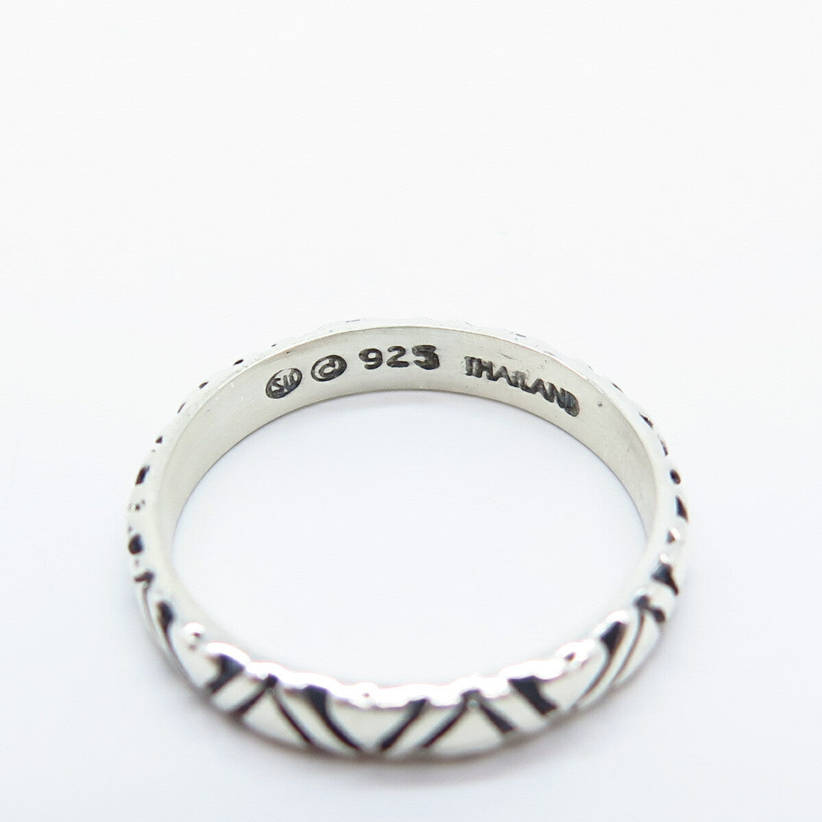 925 Sterling Silver Heart Band Ring Size 7