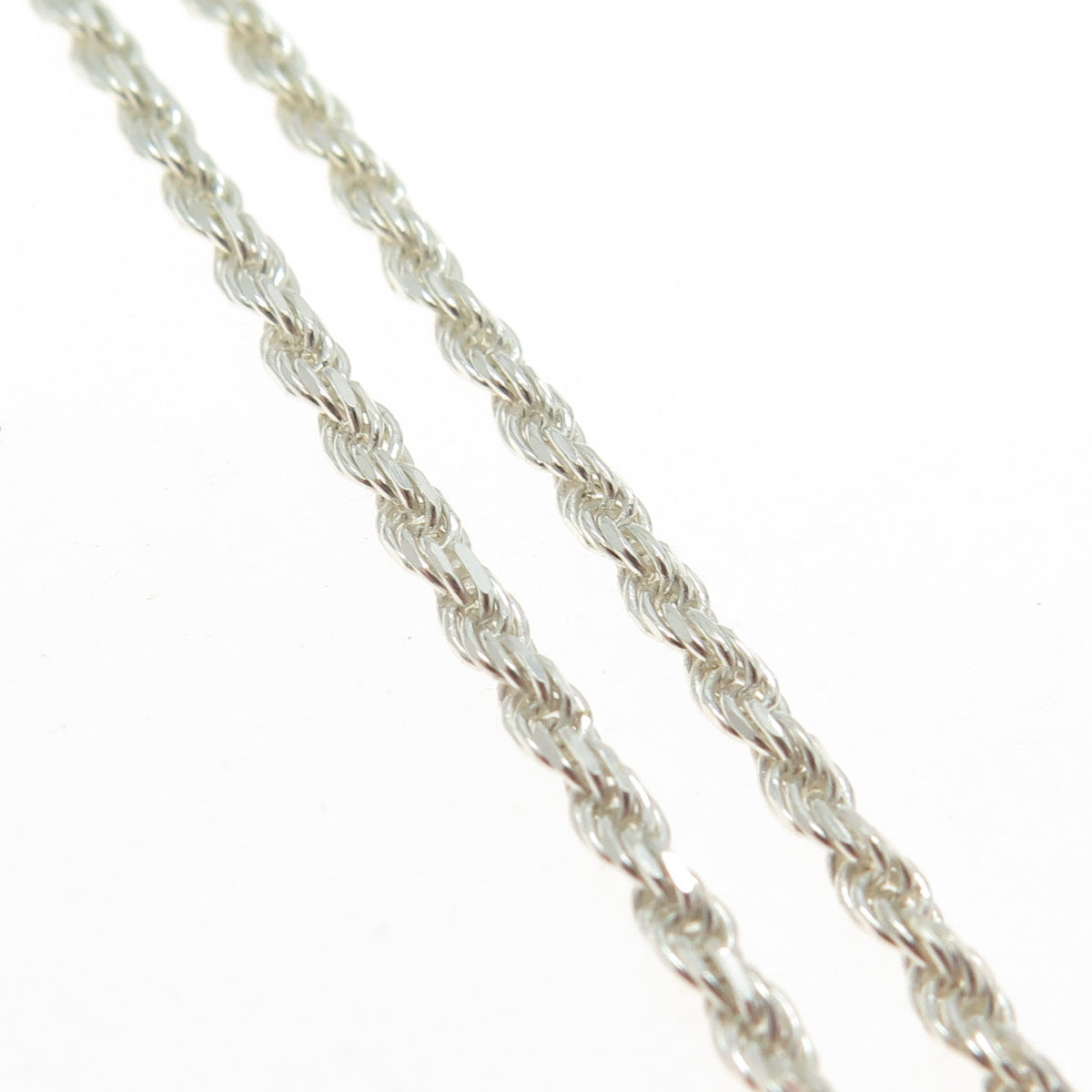 925 Sterling Silver Vintage Italy Rope Chain Necklace 16"