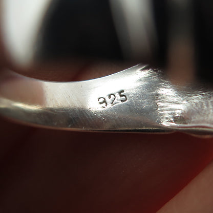 925 Sterling Silver Vintage Modernist Ribbed Dome Ring Size 7.25