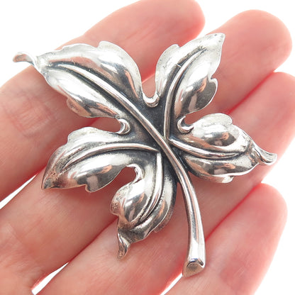 DANECRAFT 925 Sterling Silver Antique Art Deco Maple Leaf Oxidized Pin Brooch