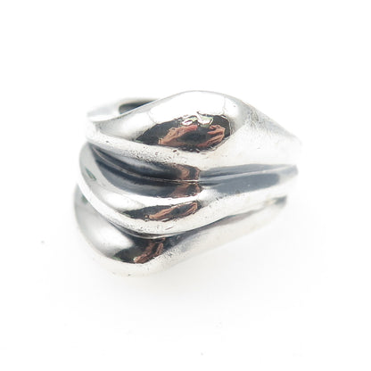 JOSEPH MASANIELLO 925 Sterling Silver Vintage Modernist Oxidized Ring Size 9.5